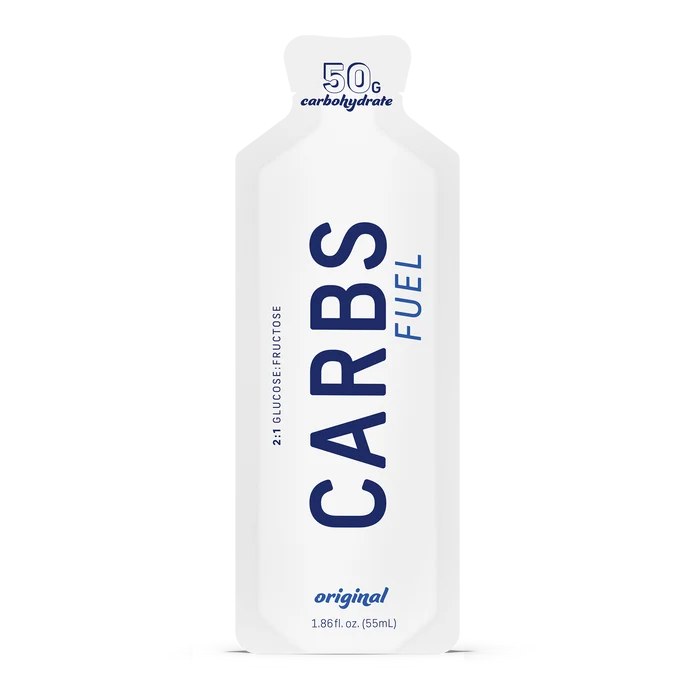 A Carbs Fuel Original energy gel with 50 grams of carbohydrate