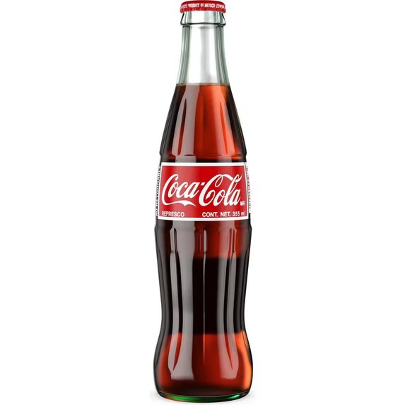 A glass bottle of Coca-Cola