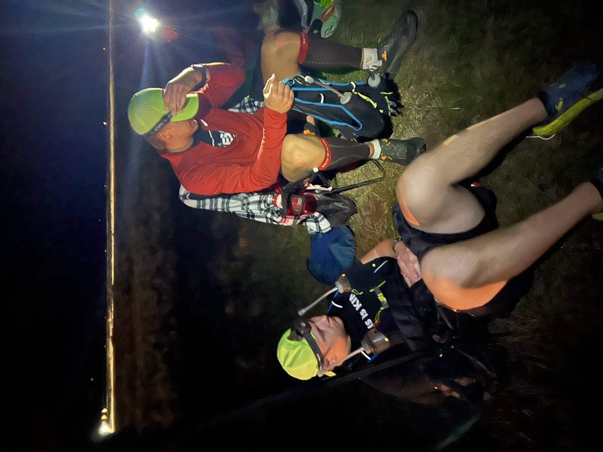 Pierce Showe resting in a chair at night during the 2022 Leadville Trail 100 Run