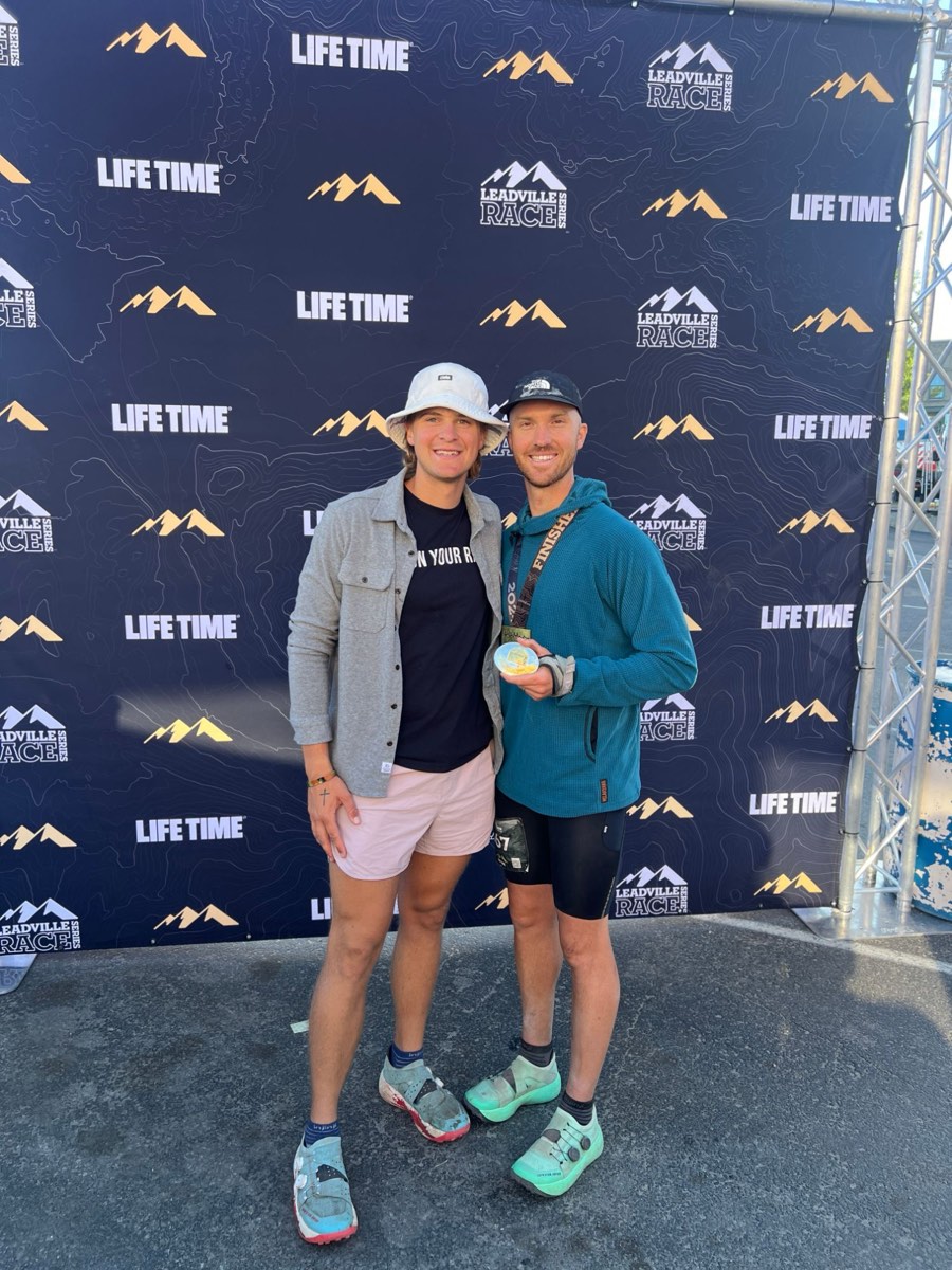 Pierce Showe with Jake, an athlete he coached, after Jake finished the Leadville Trail 100 Run