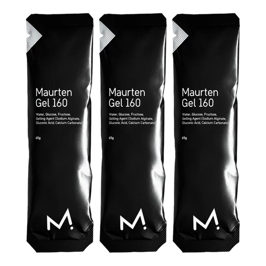 Three Maurten Gel 160 packets