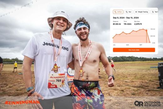 Runners with finisher medals at the Runningman 50K ultramarathon